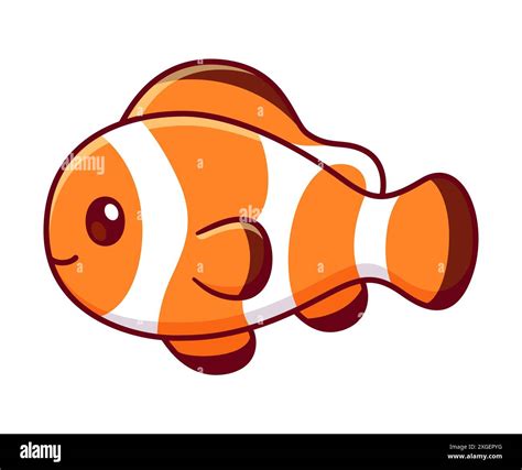 Cute cartoon Clownfish drawing. Clown fish in simple kawaii style ...