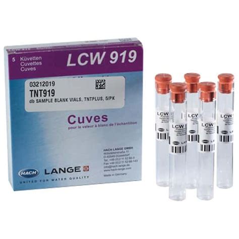Hach TNT919 TNTplus® Spectrophotometer Chemistry, Sample Blank Vials; 5 ...