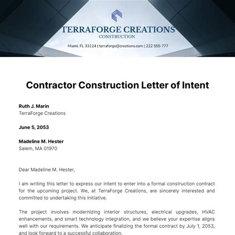Letter Of Intent Construction Exlens - Infoupdate.org