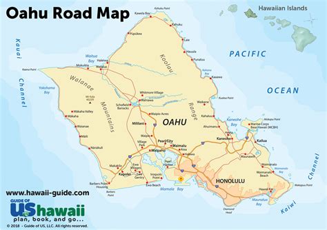 Oahu Hawaii Maps - Travel Road Map of Oahu