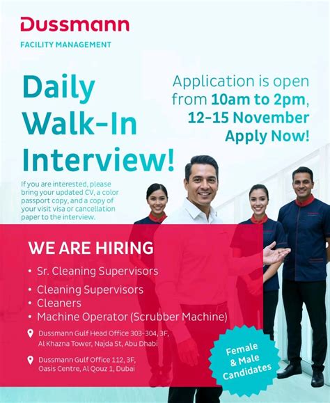 Dussmann Facility Management Walk-In Interview in Abu Dhabi & Dubai ...
