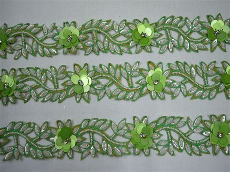 Green White Beaded Trim by 3 Yard Indian Handmade Bridal Belt Sashes W ...