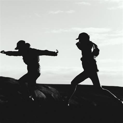Silhouette People Running Away