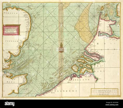 A chart of the Seacoasts of ENGLAND FLANDERS and HOLLAND shewing all the sand shoals Rocks and ...
