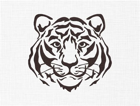 Tiger Face Silhouette Embroidery Designs Tiger Embroidery - Etsy - Silhouette Monogram Designs
