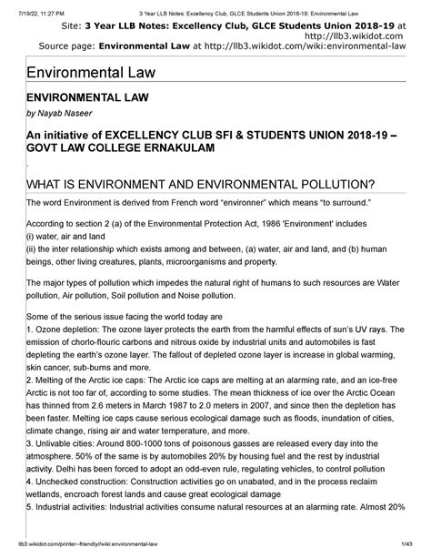 3 Year LLB Notes , GLCE Students Union 2018-19 Environmental Law - Site ...