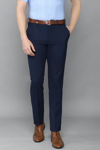Buy Men Navy Slim Fit Solid Flat Front Formal Trousers Online - 742676 ...