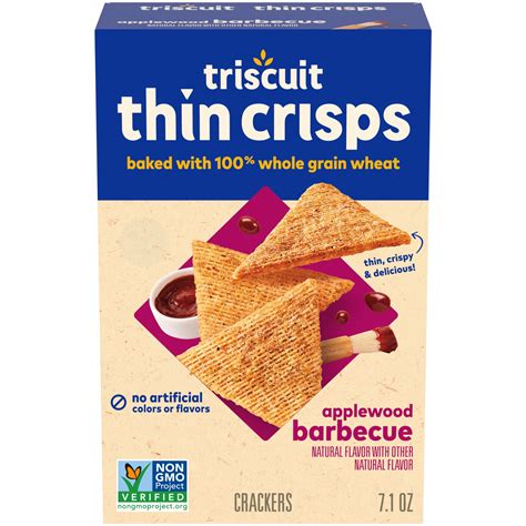 Triscuit Thin Crisps Applewood Barbecue Whole Grain Wheat Crackers ...