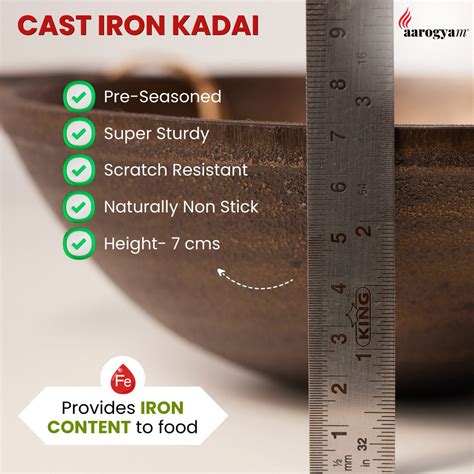 Aarogyam 7" Pre-Seasoned Cast Iron Kadai – Naturally Nonstick ...