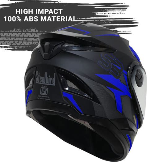 Steelbird SBH-17 Terminator Full Face Graphic Helmet in Matt Blue ...