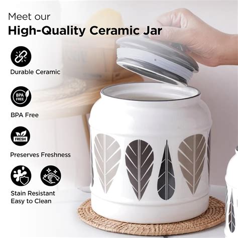 Ekhasa Big Ceramic Jar with Lid for Multipurpose Kitchen Storage (2500 ...