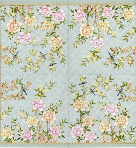 Decorative Paper Napkins of Palace Garden Birds Peonies