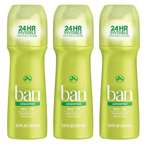 Buy Ban Roll-on Antiperspirant Deodorant Unscented 3.5 Oz (3 Pack) Online.