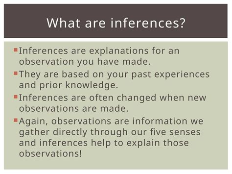 Observations vs Inference ppt grade seven | PPTX