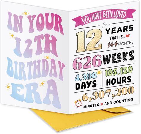 UUEFKTN Cute Happy 12 Years Old Birthday Card Gift for Girls Boys ...
