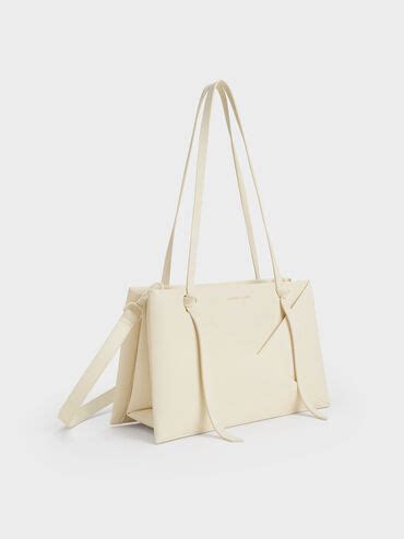 Cream Midori Geometric Tote Bag - Cream - CHARLES & KEITH IN