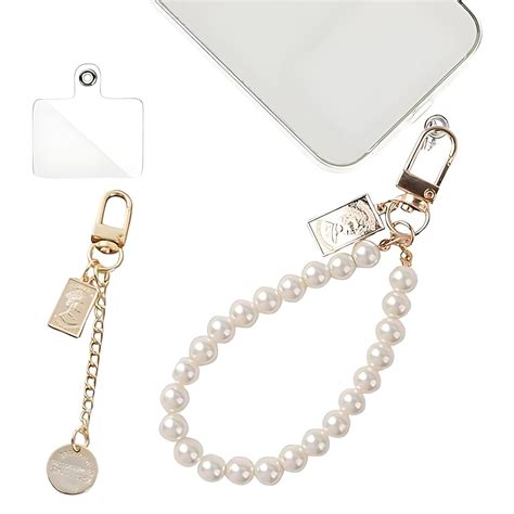 SHOPVILLA Universal Pearl Lanyard Keychain With Charms, Mobile Phone ...