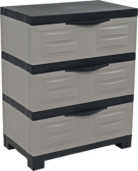 Sunnydaze 29.5" H 3-Tier Storage Cabinet with Drawers - Resin Storage ...