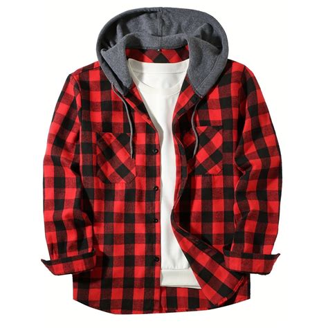 Evdexr Mens Flannel Jacket Plaid Jacket Long Sleeve Button Down Fall ...