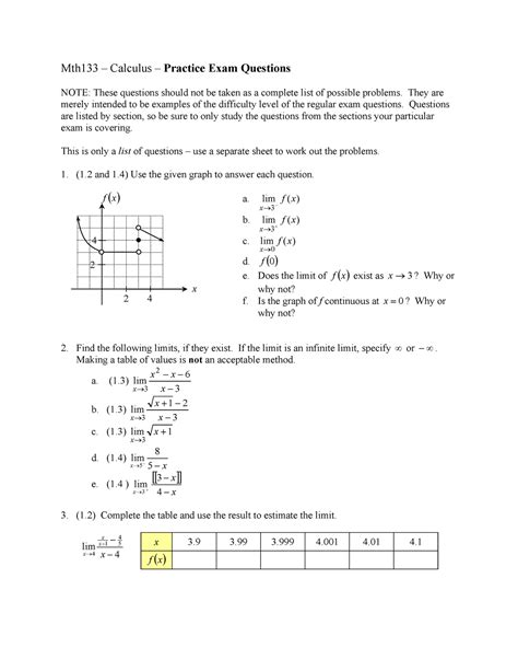 Image result for Calculus 1 Practice Problems