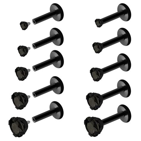 Buy 16G 18G Internally Threaded Nose Studs Rings Surgical Steel CZ ...