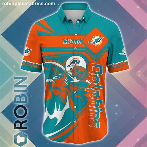 Miami Dolphins NFL Casual Button Down Hawaiian Shirts - RobinPlaceFabrics