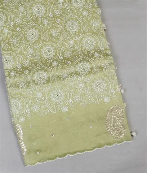Buy Light Green Kora Organza Embroidery Saree T564829