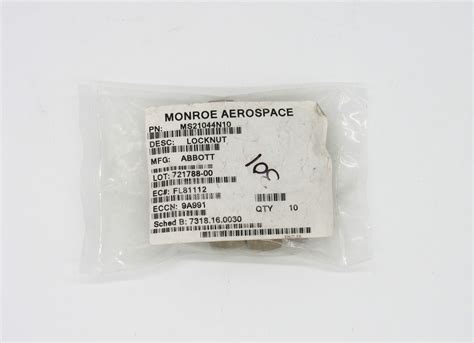 MS21044N10 Locknut Thread 5/8-18 Pack of 10 | Gulf Coast Avionics