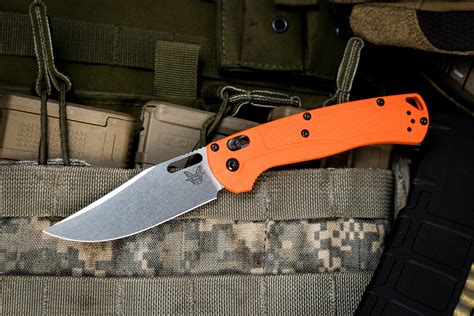 Benchmade Hunt Taggedout AXIS Lock Folding Knife Orange 3.5" Stonewash ...
