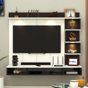 ANIKAA Laura Wall-Mount TV Unit with PVC Back Panel & LED Lights ...