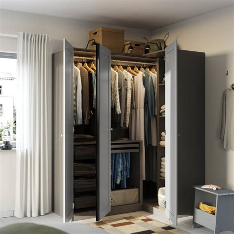 PAX / GULLABERG corner wardrobe, dark grey/grey, 161/111x201 cm (631/4 ...