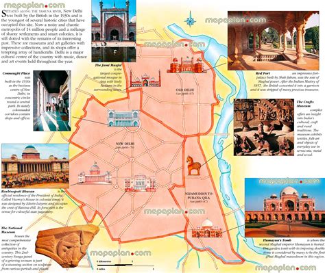 7 Delhi, India printable map of top tourist attractions & city travel ...