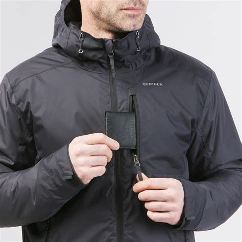 Men’s Hiking Waterproof Winter Jacket – SH 500 - smoked black, Black ...