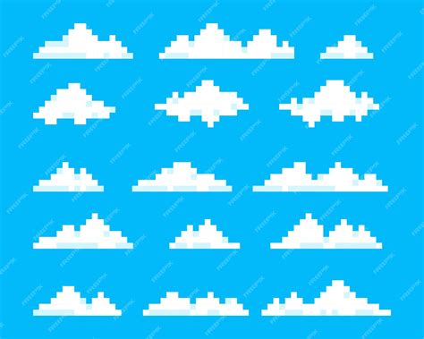 El conjunto de pixel art de las nubes | Vector Premium