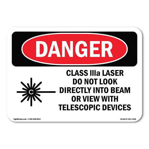SignMission Class IIIa Laser Do Not Look Into Beam Decal 5" X 3.5 ...