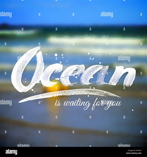 Lettering typography design on blurred ocean background Stock Vector ...