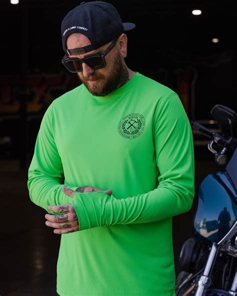 Black Crested UV Long Sleeve T-Shirt - Safety Green | Dixxon Flannel Co.