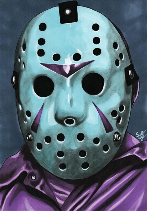 Jason Voorhees Mask Drawing at PaintingValley.com | Explore collection ...