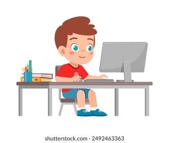 Kid On Computer Stock Image 的图像结果