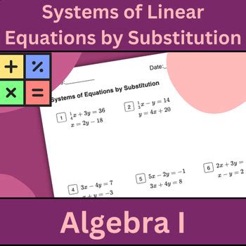Image result for Solving Systems of Linear Equations Using Substitution