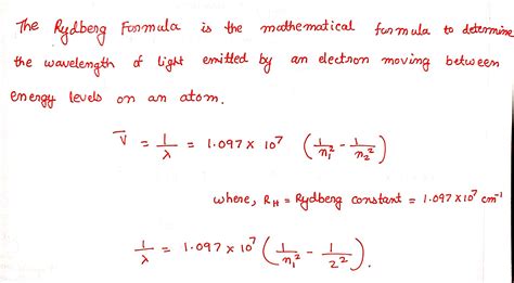 [Solved] Use the Rydberg equation below to find the energy level that the... | Course Hero