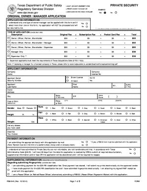 ORIGINAL OWNER MANAGER APPLICATION - Dps Texas - Fill and Sign ...