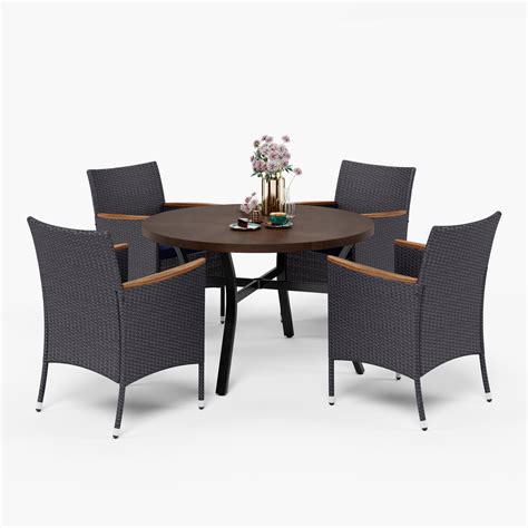 Wade Logan® Birmadevi 5 Pcs Outdoor Dining Sets With 6 Rattan Chairs ...