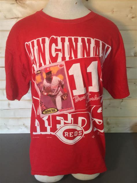 Vintage 1990's Cincinnati Reds Barry Larkin T-Shirt Retro Throwback by ...