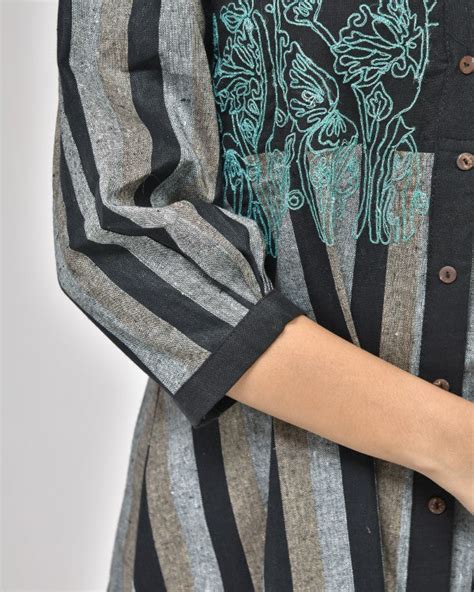 Black Grey Striped Midi Dress – thesaffronsaga