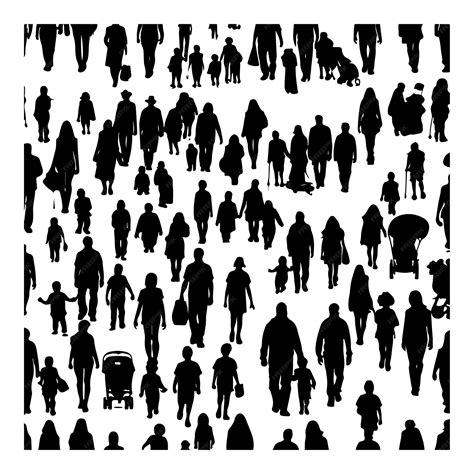 Premium Vector | Black silhouettes of families walking vector