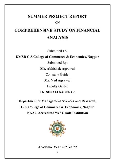 03 - how to claim - SUMMER PROJECT REPORT ON COMPREHENSIVE STUDY ON ...