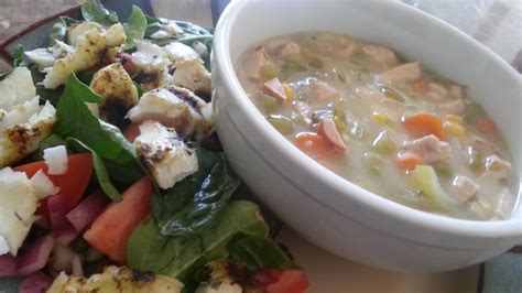 Turkey Rice Soup with Grilled Fish Salad Autoimmune Recipe