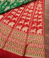 Red Handloom Shikargah Banarasi Lehenga – WeaverStory