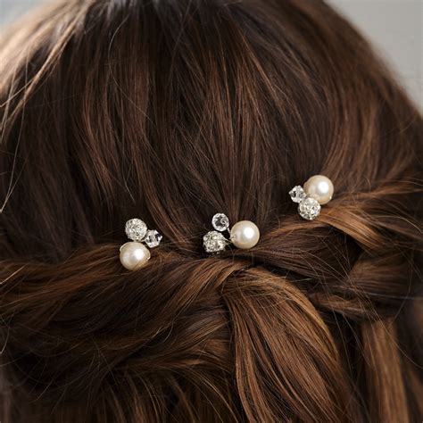Pearl and diamante hair pins sales